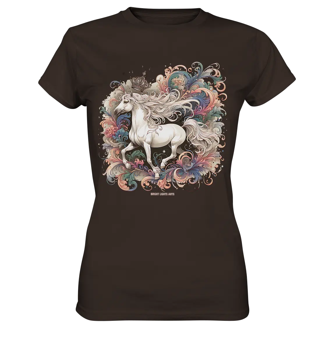 Märchenhaftes weißes Pferd mit Krone - Ladies Premium Shirt Bright Lights Arts