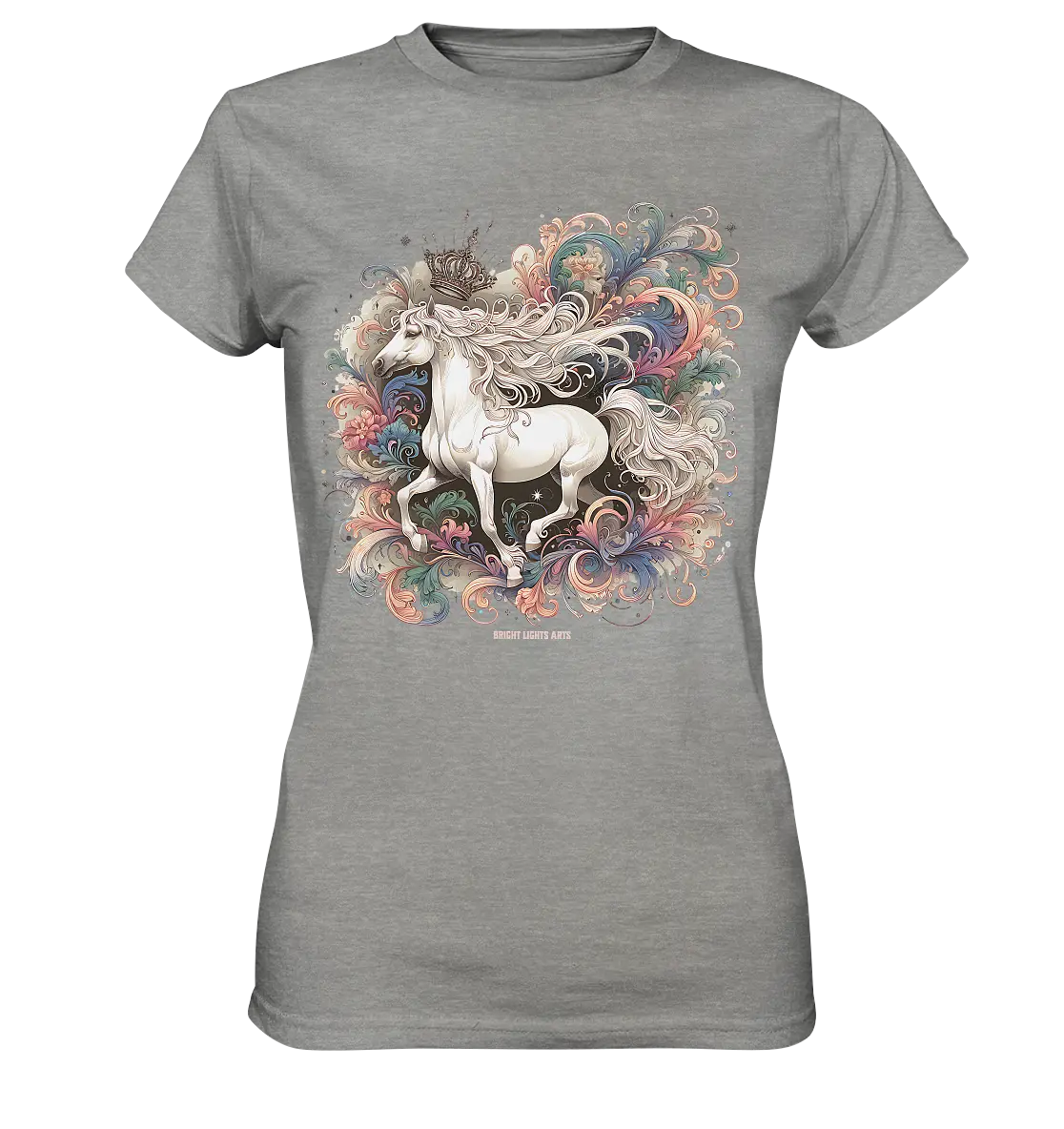Märchenhaftes weißes Pferd mit Krone - Ladies Premium Shirt Bright Lights Arts