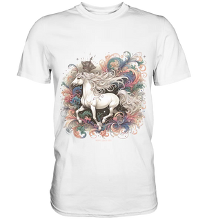 Märchenhaftes weißes Pferd mit Krone - Premium Shirt Bright Lights Arts
