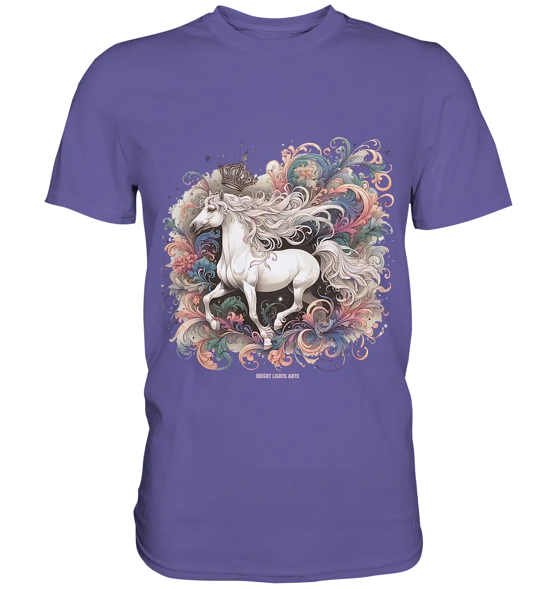 Märchenhaftes weißes Pferd mit Krone - Premium Shirt Bright Lights Arts