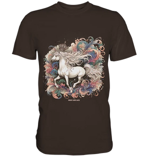 Märchenhaftes weißes Pferd mit Krone - Premium Shirt Bright Lights Arts