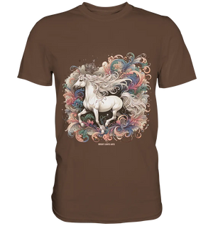 Märchenhaftes weißes Pferd mit Krone - Premium Shirt Bright Lights Arts