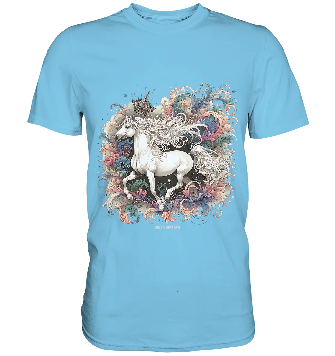Märchenhaftes weißes Pferd mit Krone - Premium Shirt Bright Lights Arts