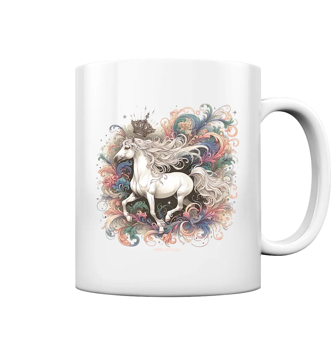 Märchenhaftes weißes Pferd mit Krone - Tasse glossy Bright Lights Arts
