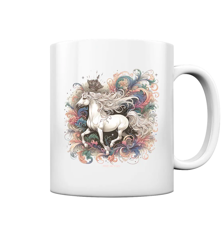 Märchenhaftes weißes Pferd mit Krone - Tasse glossy Bright Lights Arts