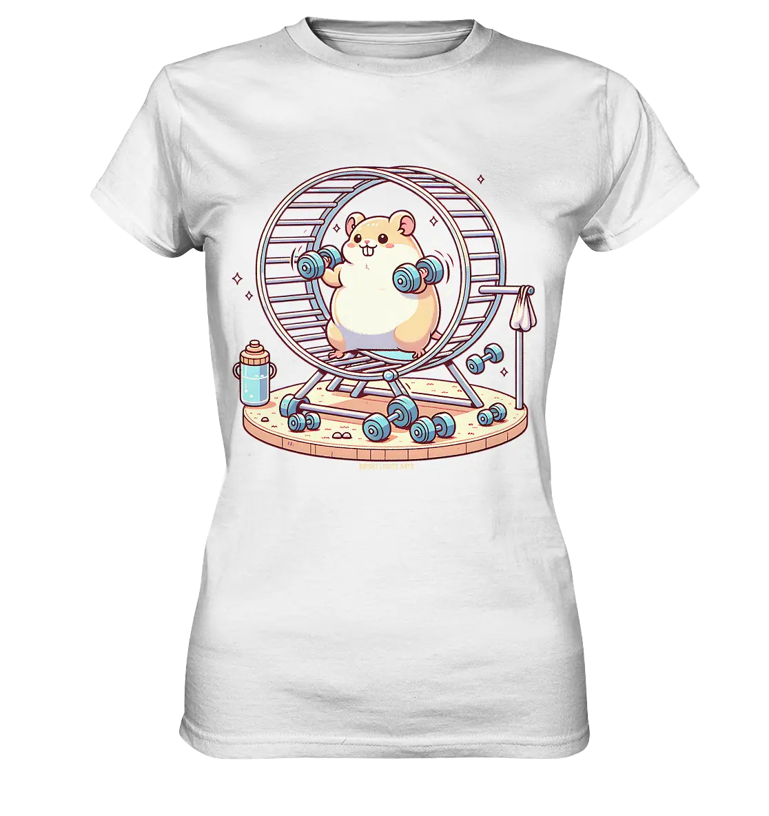 Meerschweinchen im Fitness-Laufrad - Ladies Premium Shirt Bright Lights Arts