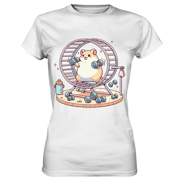 Meerschweinchen im Fitness-Laufrad - Ladies Premium Shirt Bright Lights Arts