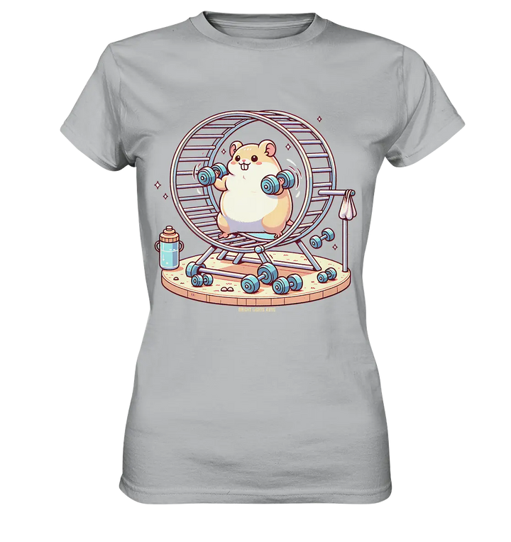 Meerschweinchen im Fitness-Laufrad - Ladies Premium Shirt Bright Lights Arts