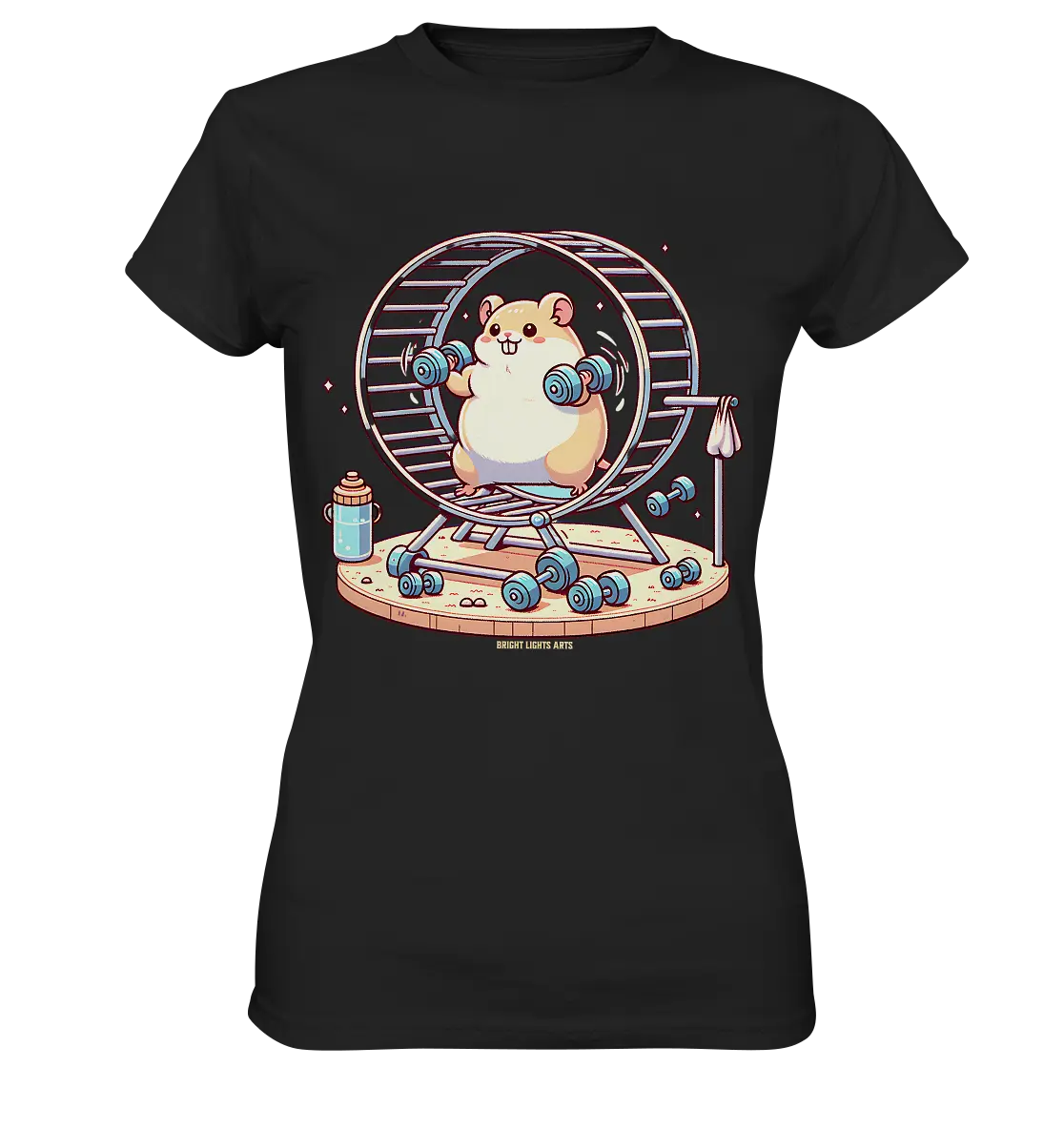 Meerschweinchen im Fitness-Laufrad - Ladies Premium Shirt Bright Lights Arts