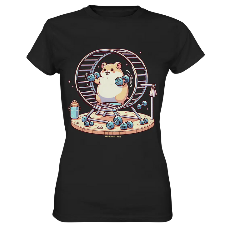Meerschweinchen im Fitness-Laufrad - Ladies Premium Shirt Bright Lights Arts