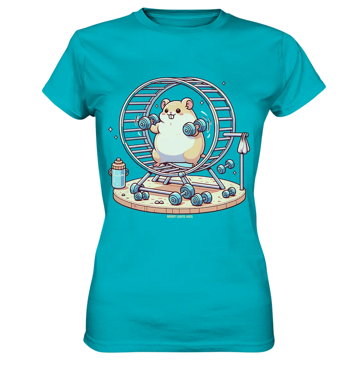 Meerschweinchen im Fitness-Laufrad - Ladies Premium Shirt Bright Lights Arts