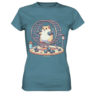 Meerschweinchen im Fitness-Laufrad - Ladies Premium Shirt Bright Lights Arts