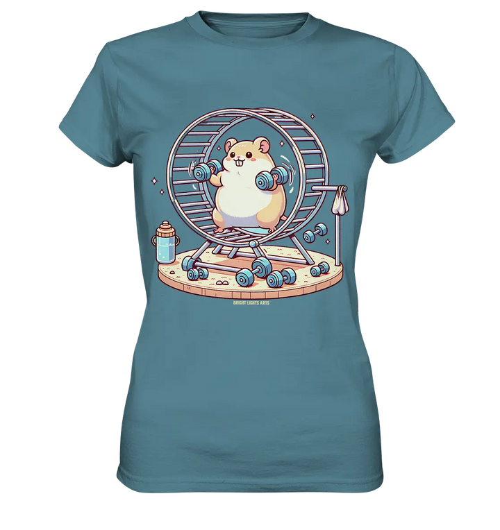 Meerschweinchen im Fitness-Laufrad - Ladies Premium Shirt Bright Lights Arts