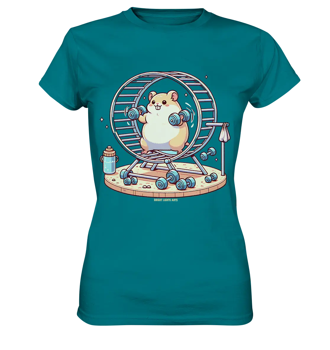 Meerschweinchen im Fitness-Laufrad - Ladies Premium Shirt Bright Lights Arts