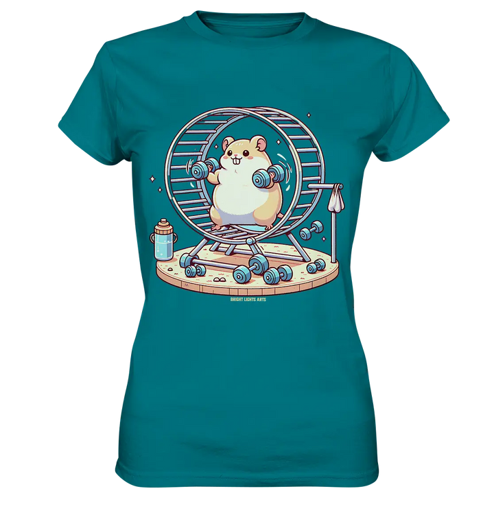 Meerschweinchen im Fitness-Laufrad - Ladies Premium Shirt Bright Lights Arts