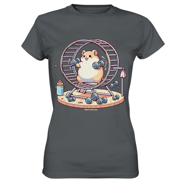 Meerschweinchen im Fitness-Laufrad - Ladies Premium Shirt Bright Lights Arts