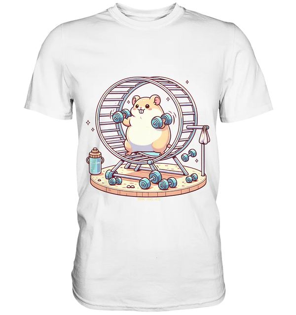 Meerschweinchen im Fitness-Laufrad - Premium Shirt Bright Lights Arts