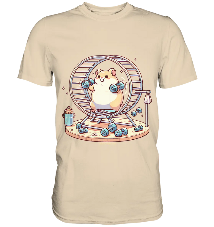 Meerschweinchen im Fitness-Laufrad - Premium Shirt Bright Lights Arts
