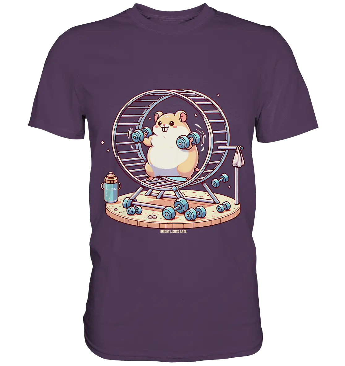Meerschweinchen im Fitness-Laufrad - Premium Shirt Bright Lights Arts