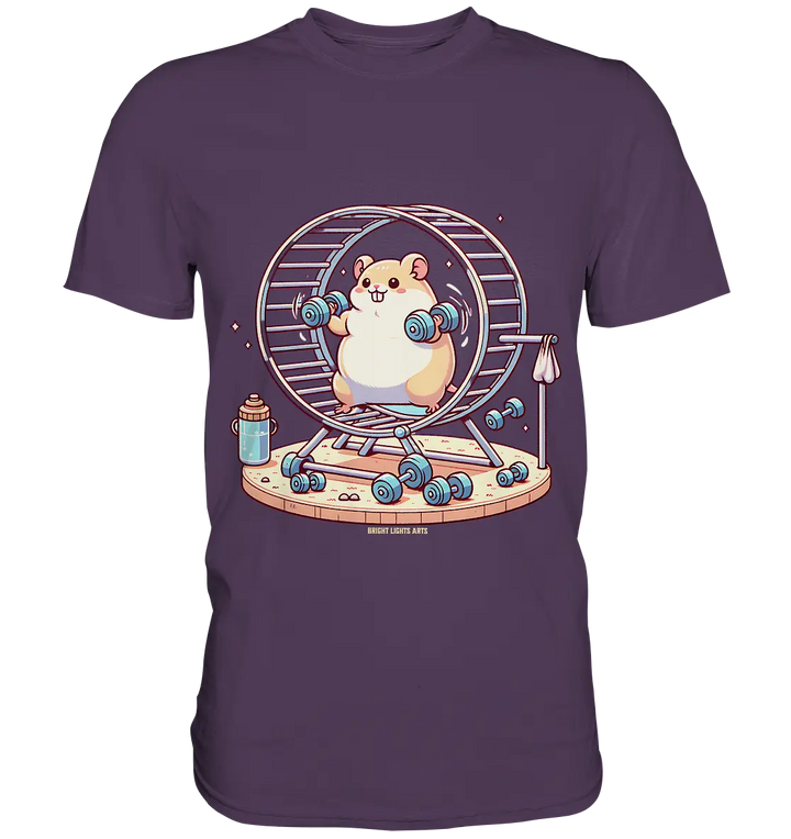Meerschweinchen im Fitness-Laufrad - Premium Shirt Bright Lights Arts