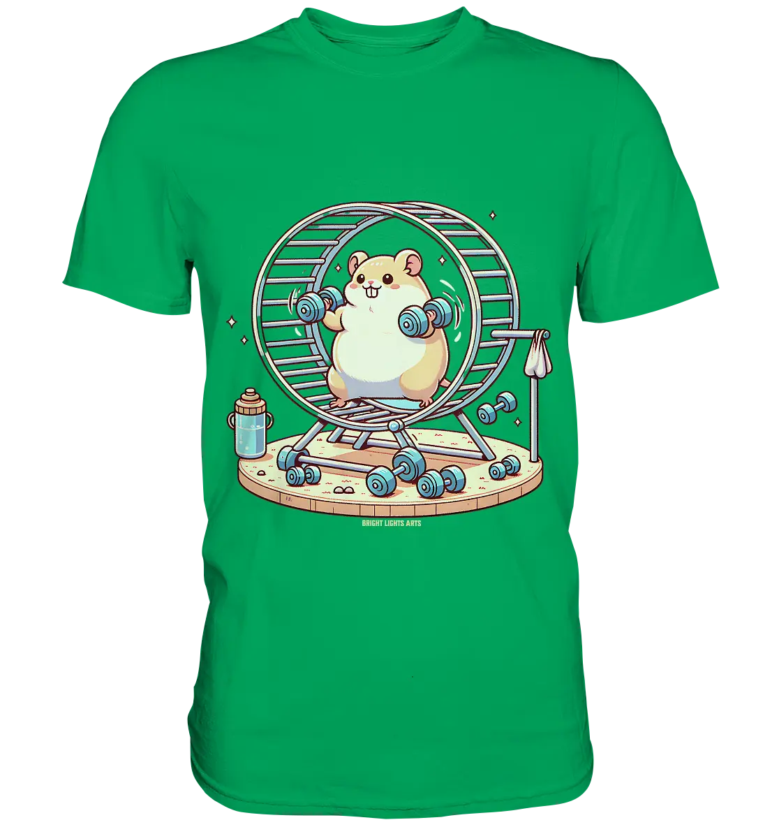 Meerschweinchen im Fitness-Laufrad - Premium Shirt Bright Lights Arts