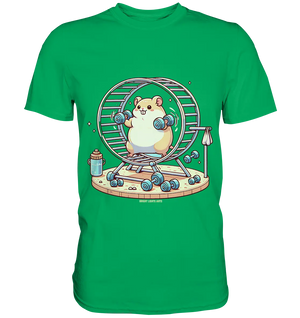 Meerschweinchen im Fitness-Laufrad - Premium Shirt Bright Lights Arts