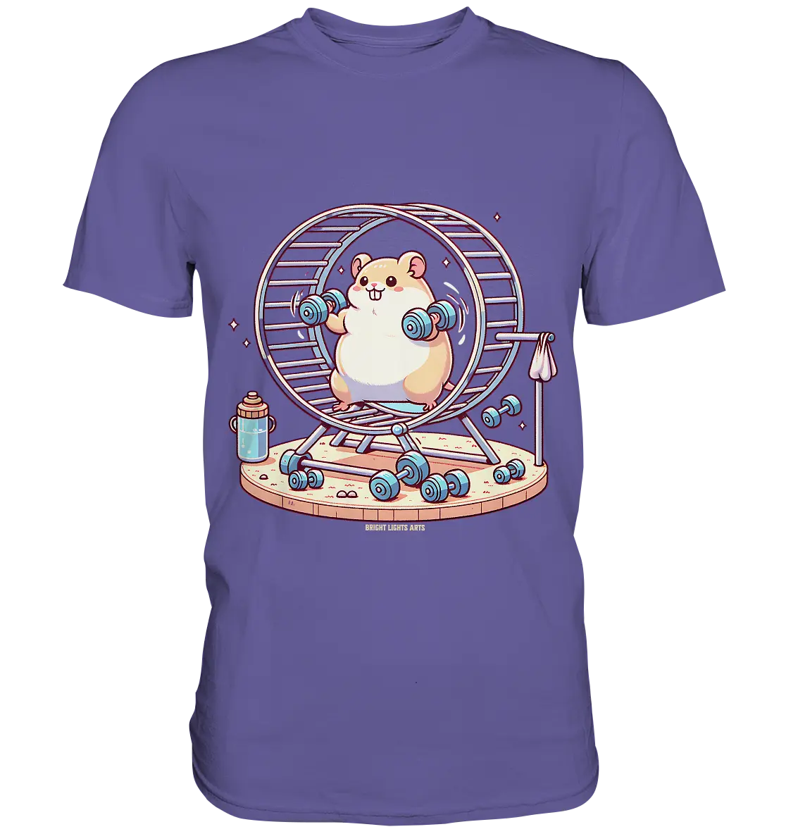 Meerschweinchen im Fitness-Laufrad - Premium Shirt Bright Lights Arts