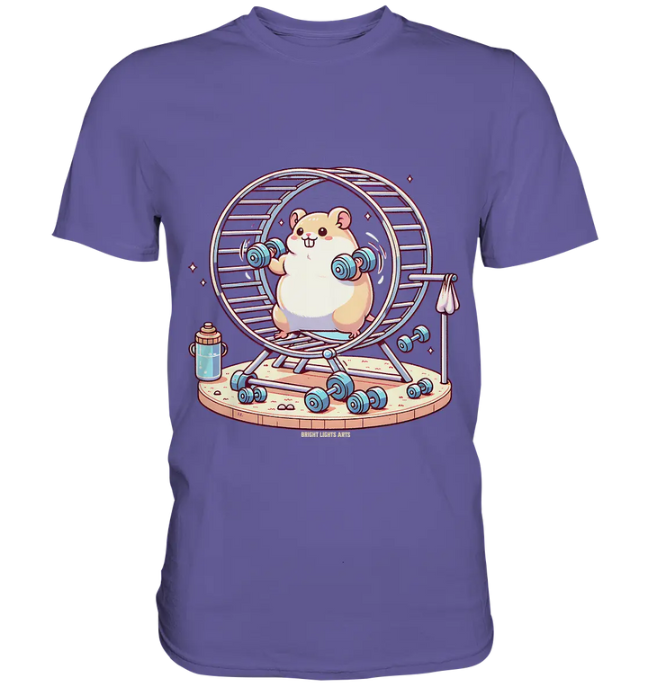 Meerschweinchen im Fitness-Laufrad - Premium Shirt Bright Lights Arts