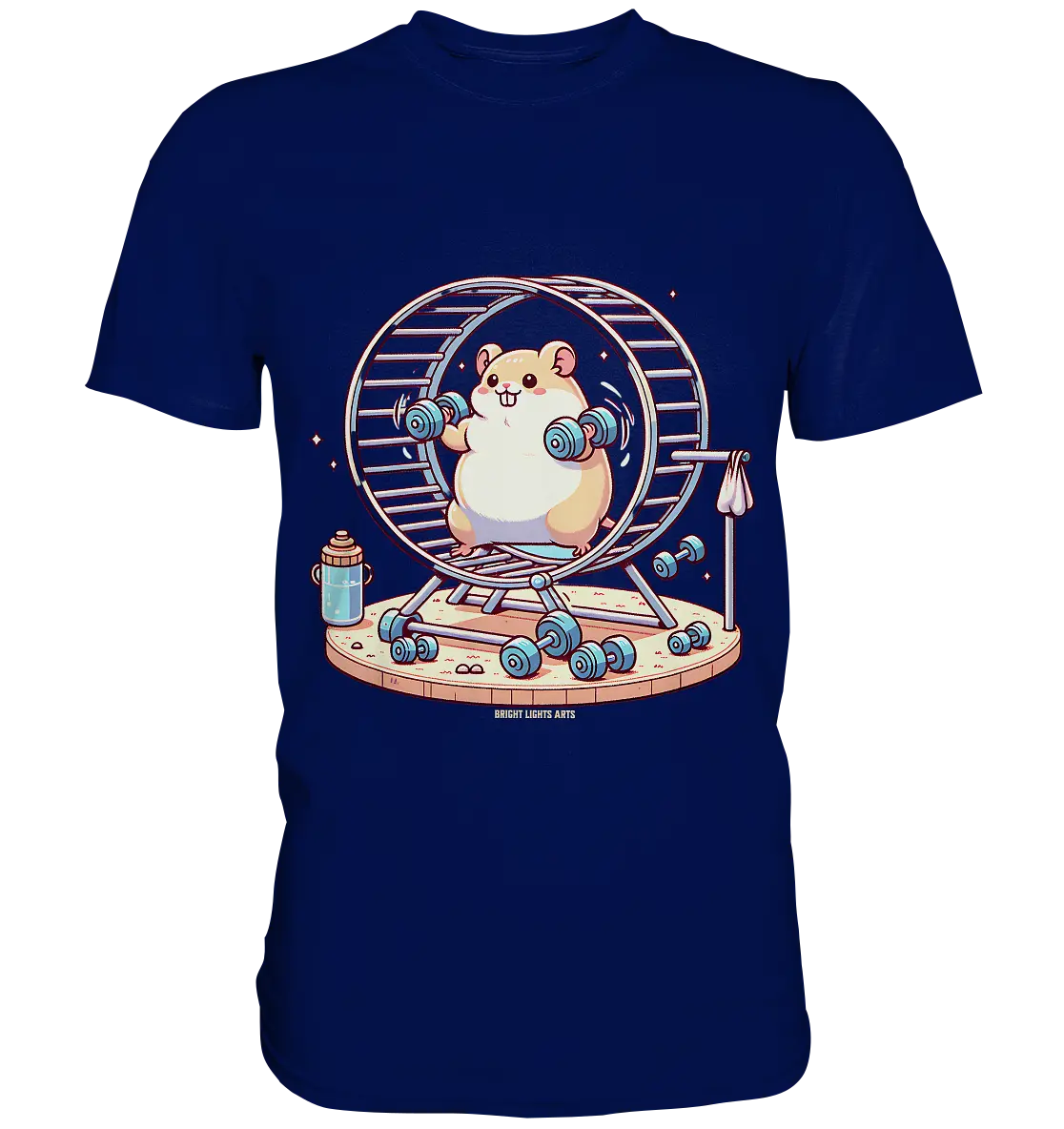 Meerschweinchen im Fitness-Laufrad - Premium Shirt Bright Lights Arts