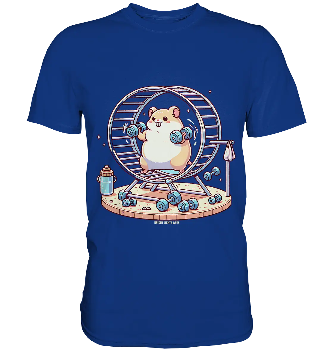 Meerschweinchen im Fitness-Laufrad - Premium Shirt Bright Lights Arts