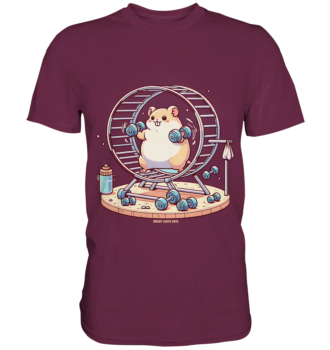 Meerschweinchen im Fitness-Laufrad - Premium Shirt Bright Lights Arts