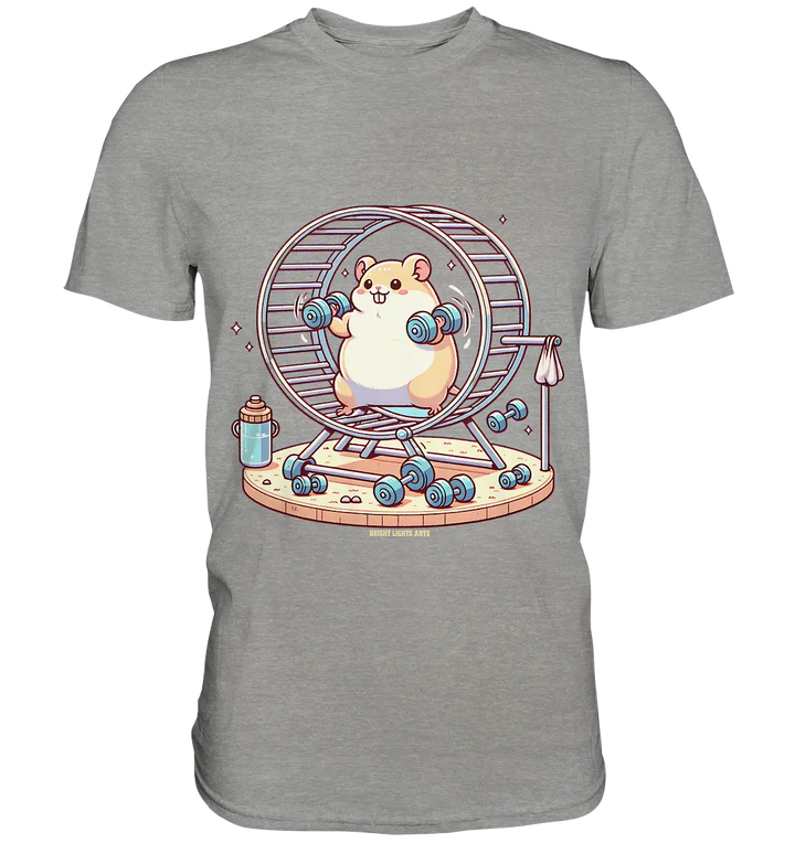 Meerschweinchen im Fitness-Laufrad - Premium Shirt Bright Lights Arts