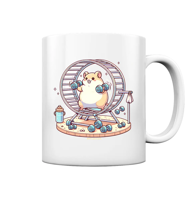 Meerschweinchen im Fitness-Laufrad - Tasse glossy Bright Lights Arts