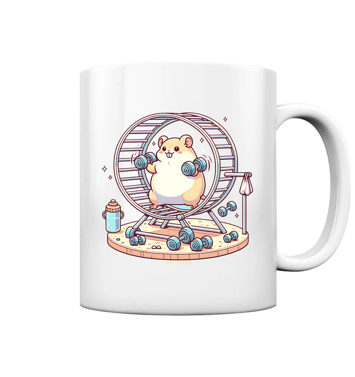 Meerschweinchen im Fitness-Laufrad - Tasse glossy Bright Lights Arts
