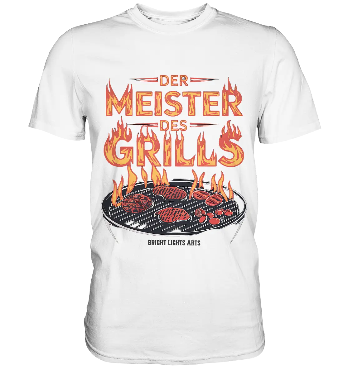 Meister des Grills – Flammendes Grillrost - Premium Shirt Bright Lights Arts