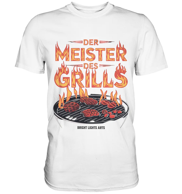Meister des Grills – Flammendes Grillrost - Premium Shirt Bright Lights Arts