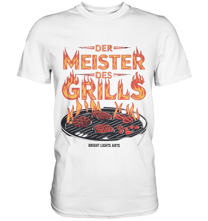 Meister des Grills – Flammendes Grillrost - Premium Shirt Bright Lights Arts