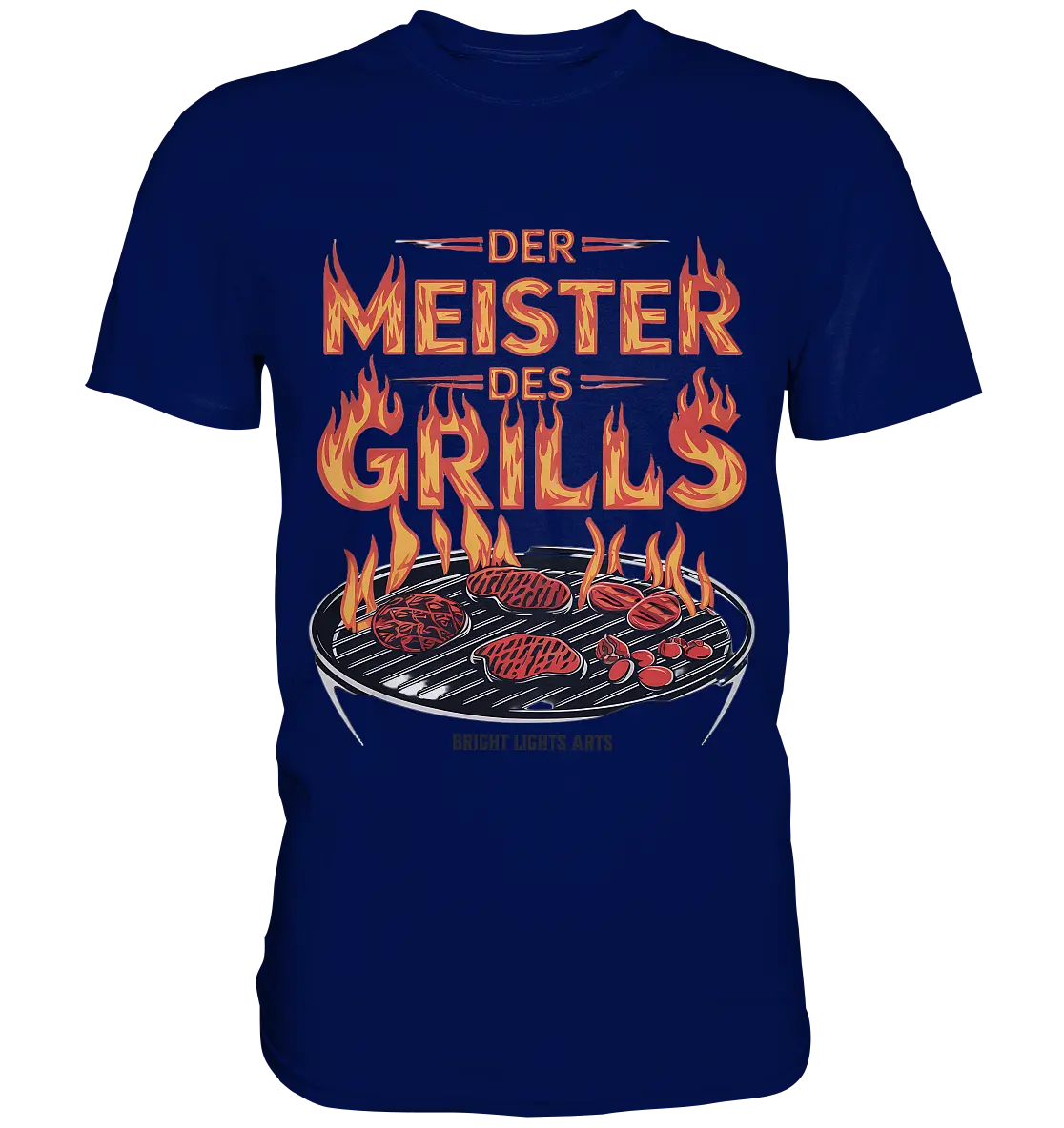Meister des Grills – Flammendes Grillrost - Premium Shirt Bright Lights Arts