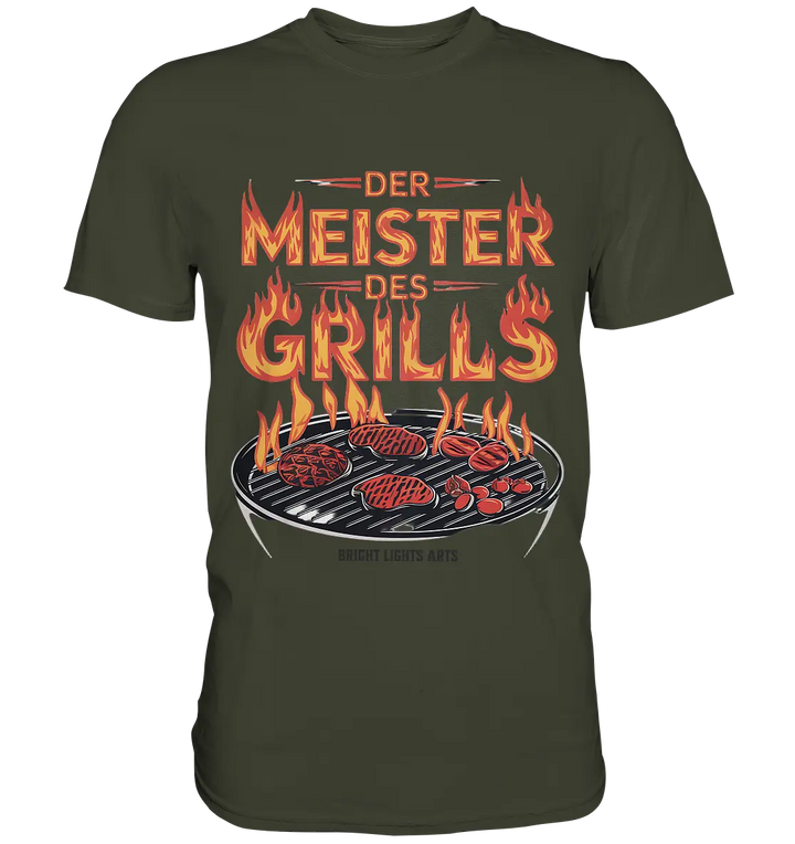 Meister des Grills – Flammendes Grillrost - Premium Shirt Bright Lights Arts