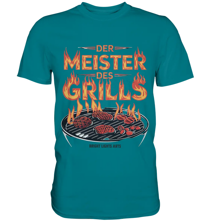 Meister des Grills – Flammendes Grillrost - Premium Shirt Bright Lights Arts