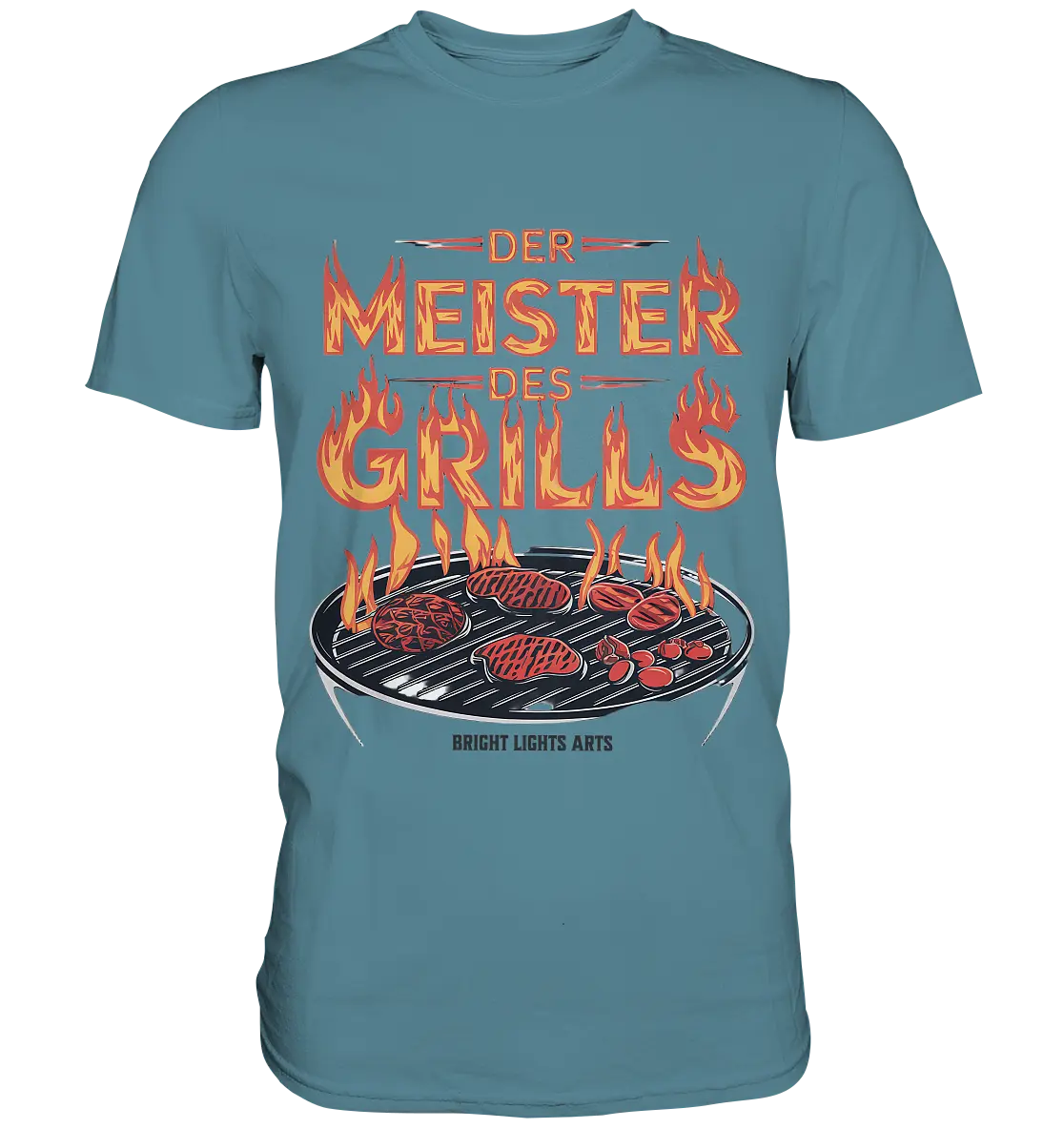 Meister des Grills – Flammendes Grillrost - Premium Shirt Bright Lights Arts
