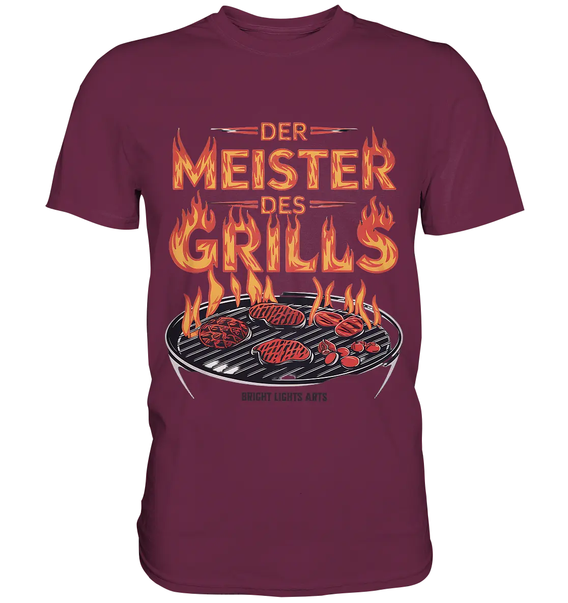 Meister des Grills – Flammendes Grillrost - Premium Shirt Bright Lights Arts