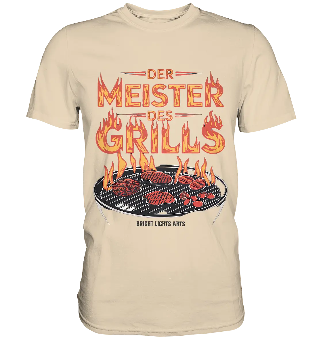 Meister des Grills – Flammendes Grillrost - Premium Shirt Bright Lights Arts