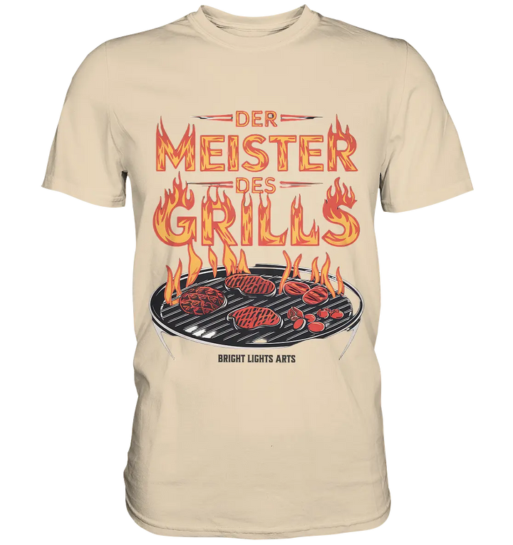 Meister des Grills – Flammendes Grillrost - Premium Shirt Bright Lights Arts