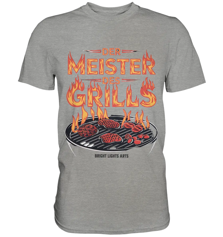 Meister des Grills – Flammendes Grillrost - Premium Shirt Bright Lights Arts