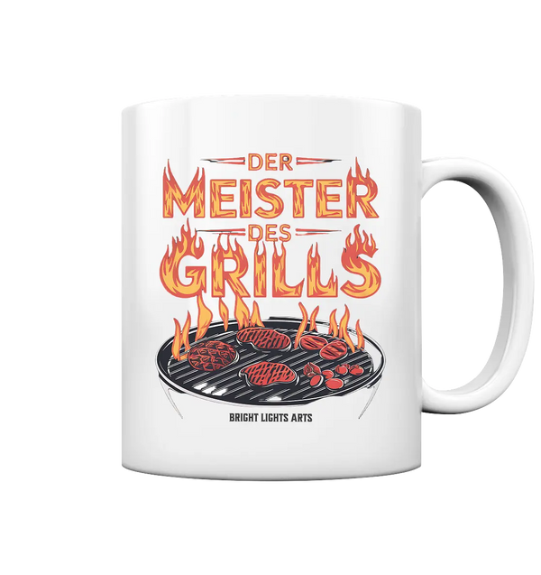 Meister des Grills – Flammendes Grillrost - Tasse glossy Bright Lights Arts