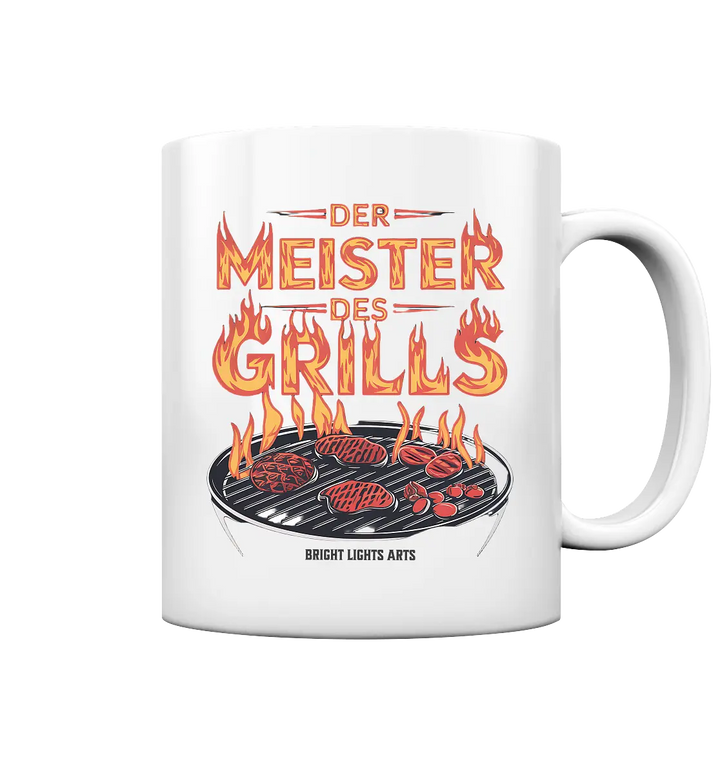 Meister des Grills – Flammendes Grillrost - Tasse glossy Bright Lights Arts