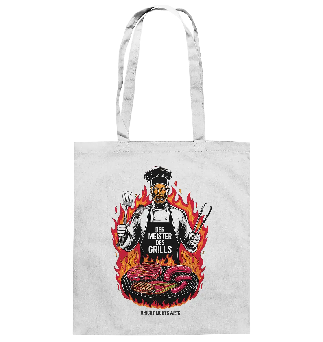 Meister des Grills – Koch im Flammenmeer - Baumwolltasche Bright Lights Arts