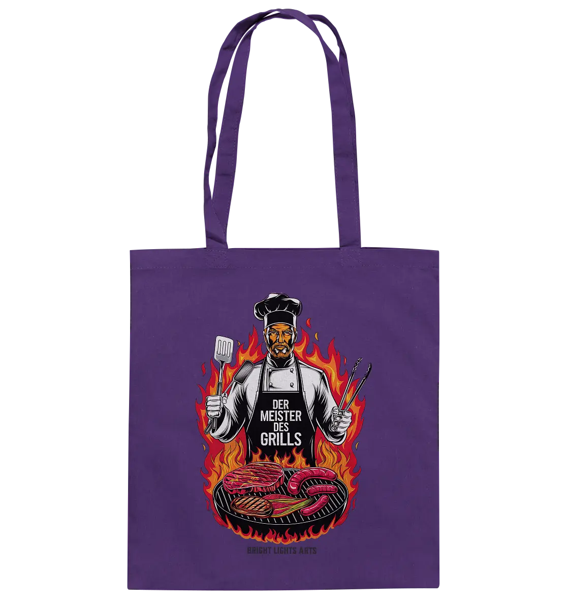 Meister des Grills – Koch im Flammenmeer - Baumwolltasche Bright Lights Arts
