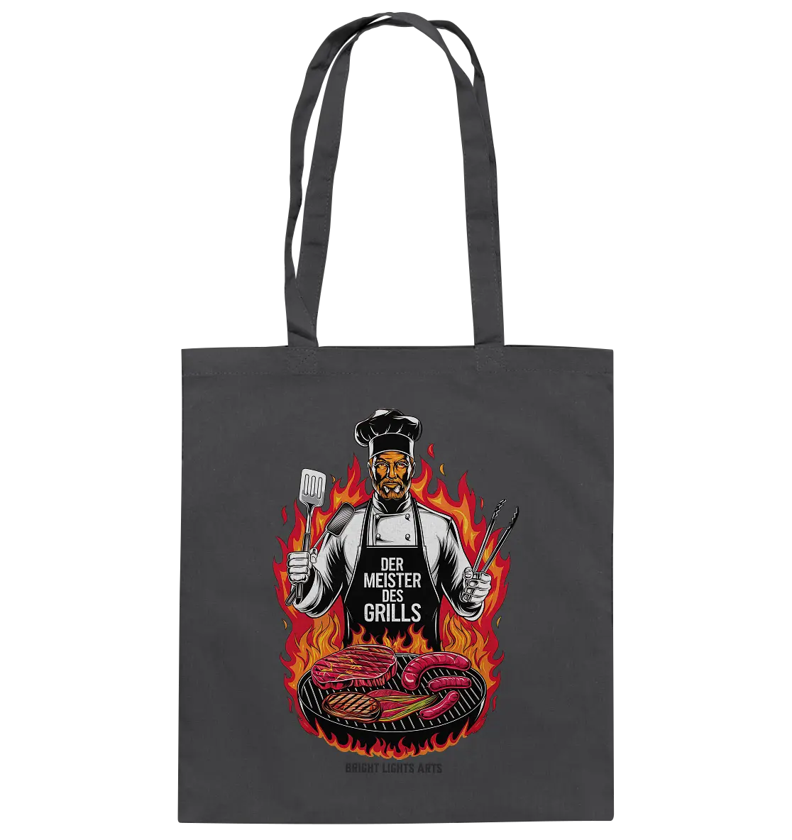 Meister des Grills – Koch im Flammenmeer - Baumwolltasche Bright Lights Arts
